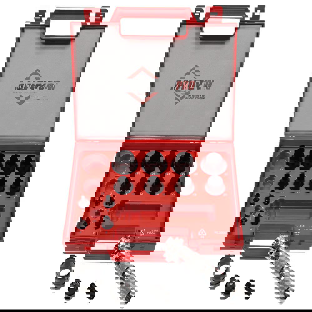 Hollow Punch Set: 16 Pc, 3 to 50 mm