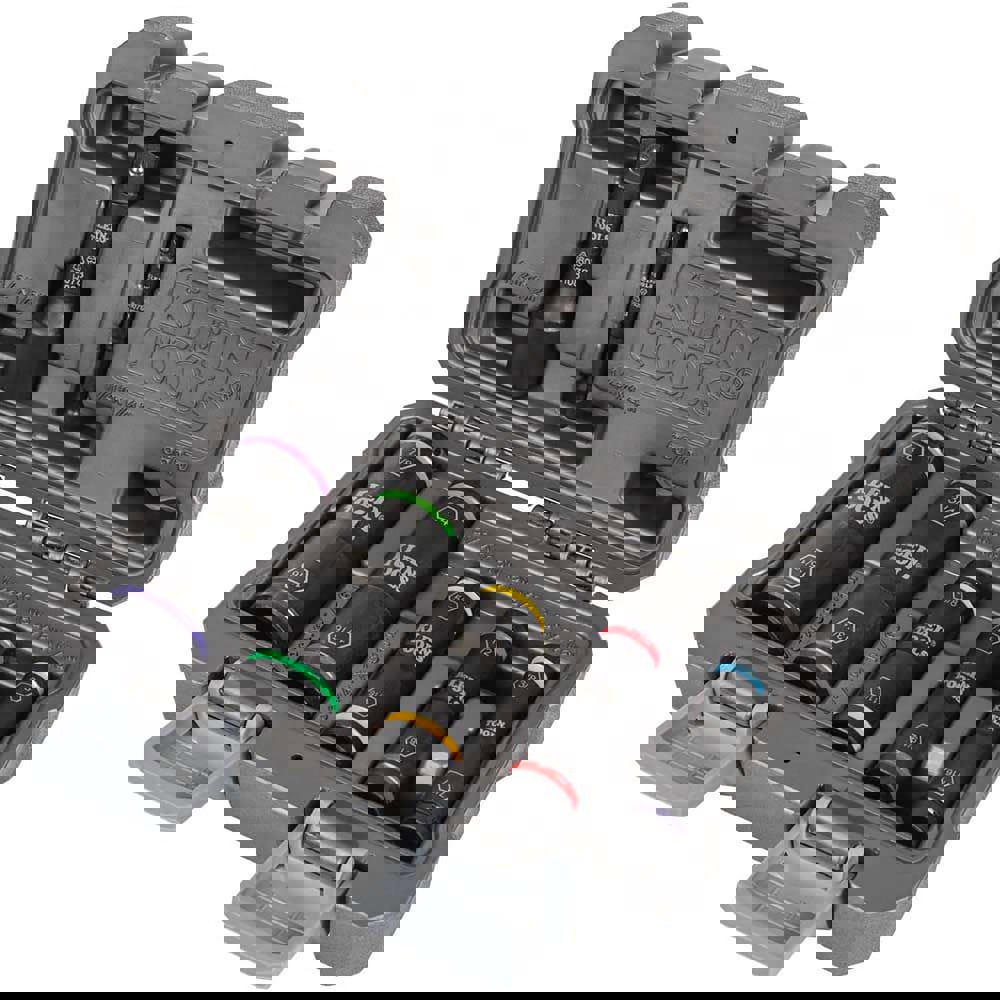 Socket Sets; Set Type: Impact ; Drive Size: 1/4 Hex; 1/2 Square Female ; Minimum Size (Inch): 3/8 ; Maximum Size (Inch): 15/16 ; Number Of Pieces: 7 ; Contents: (5) Sockets, (2) Adapaters and Carrying Case