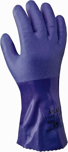 Chemical Resistant Gloves: SHOWA Atlas Size 2X-Large, Polyvinylchloride, Supported, General Purpose Chemical-Resistant
