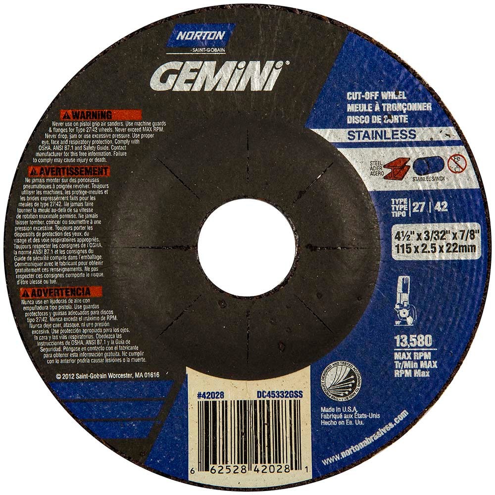 CUT-OFF WHEEL 4-1/2X3/32X7/8 GEM