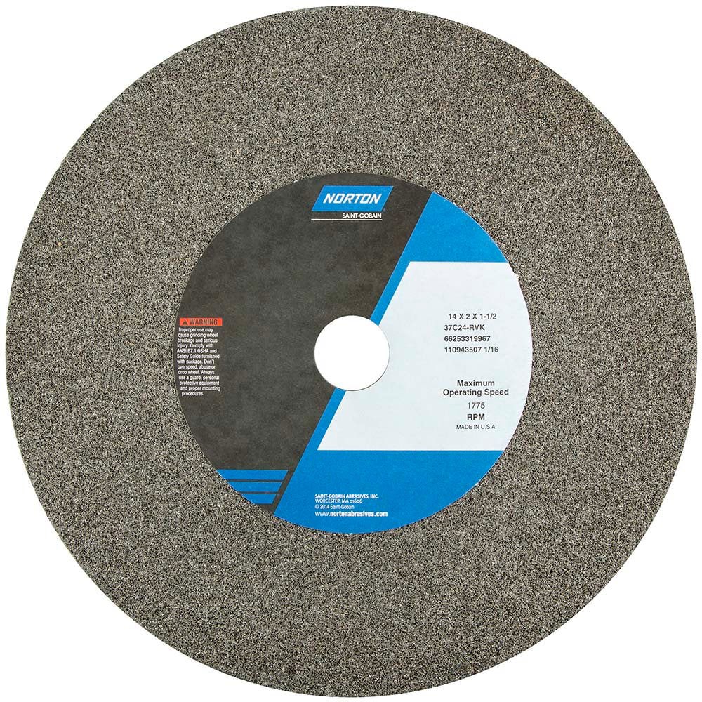 Bench & Pedestal Grinding Wheels; Wheel Diameter (Inch): 14 ; Wheel Thickness (Inch): 2 ; Hole Diameter (Inch): 1-1/2 ; Grit: 24 ; Grade: Very Coarse ; Abrasive Material: Silicon Carbide
