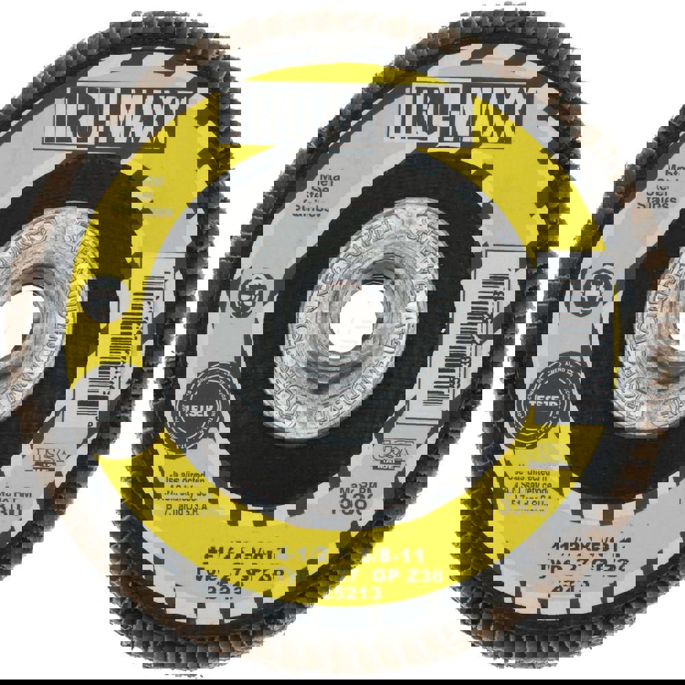 Flap Disc: 5/8-11 Hole, 36 Grit, Zirconia Alumina, Type 27