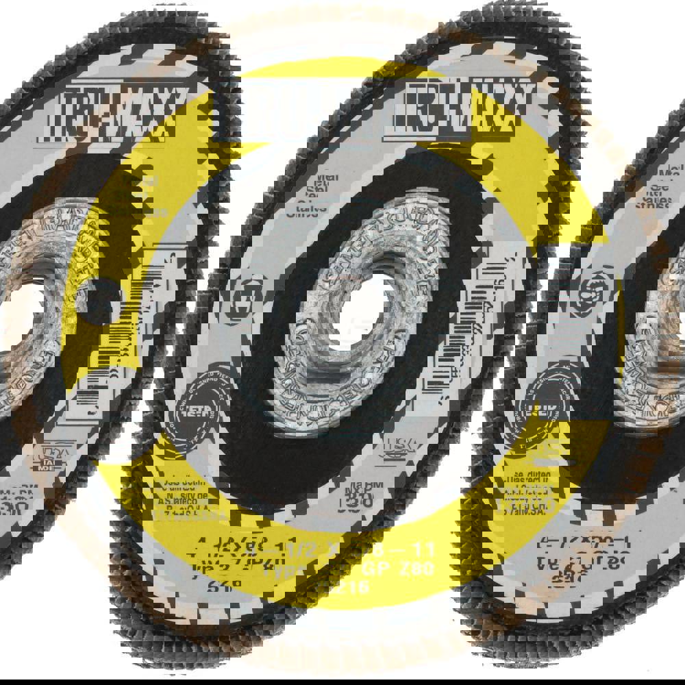 Flap Disc: 5/8-11 Hole, 80 Grit, Zirconia Alumina, Type 27