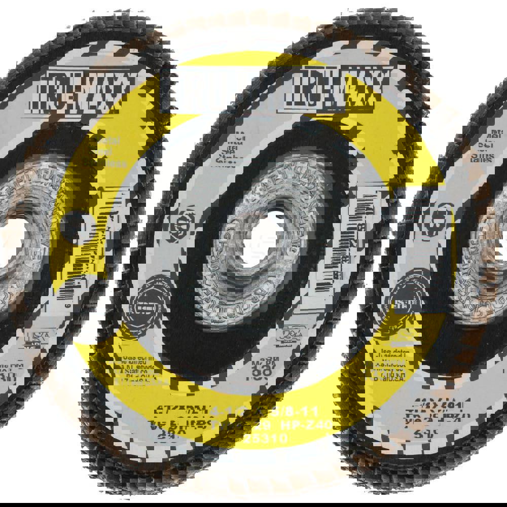 Flap Disc: 5/8-11 Hole, 40 Grit, Zirconi