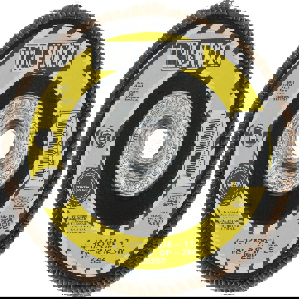 Flap Disc: 5/8-11 Hole, 60 Grit, Zirconia Alumina, Type 29