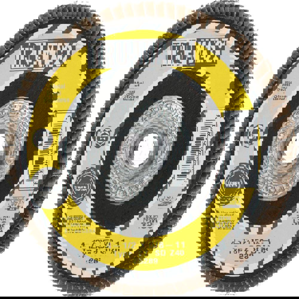 Flap Disc: 5/8-11 Hole, 40 Grit, Zirconia Alumina, Type 27