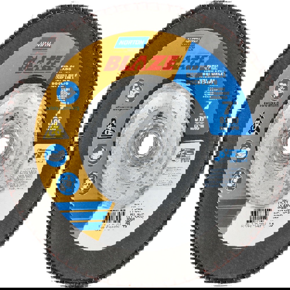 Flap Disc: 5/8-11 Hole, 40 Grit, Ceramic, Type 29