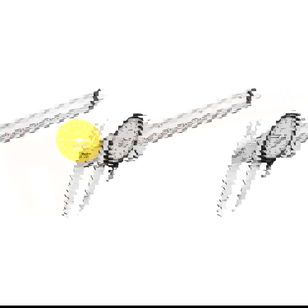 Dial Caliper: 150.00 mm, 0.02 mm Graduation, 2 mm per Revolution, 0.03 mm Accuracy, Stainless Steel Jaws