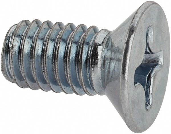 Machine Screw: M6x1, 12.00 mm Overall Length, Flat Head, Phillips