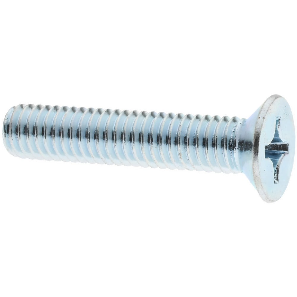 Machine Screw: M6x1, 30.00 mm Overall Length, Flat Head, Phillips