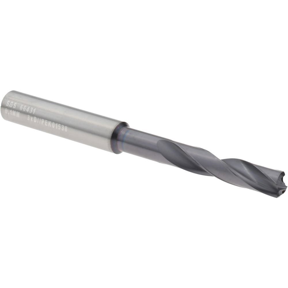 Screw Machine Length Drill Bit: 6.10 mm Dia, 135 deg Point, Solid Carbide