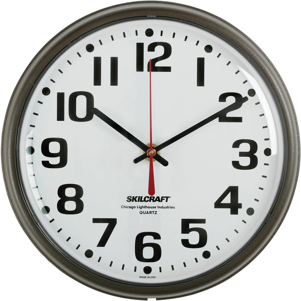 CLOCK, WALL, ELECTRIC, SLIMLINE, BROWN, 9 1/4