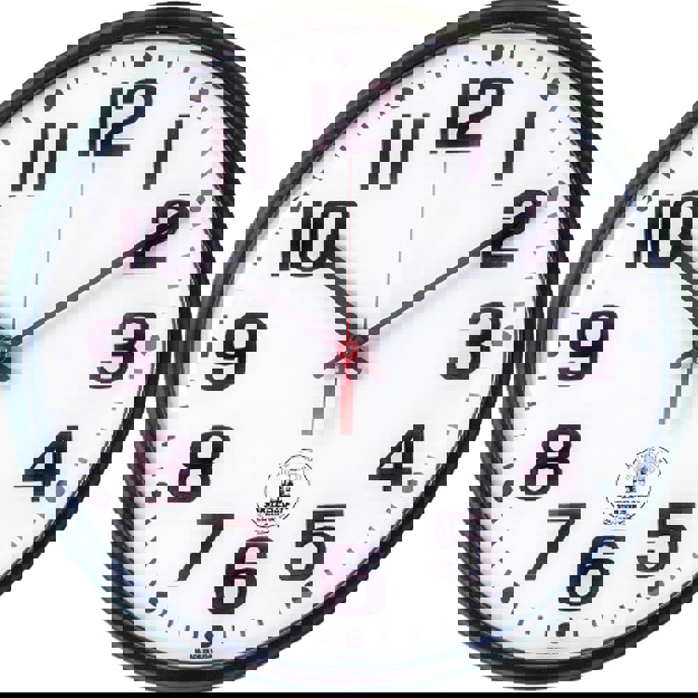 Office Wall Clocks; Display Type: Analog ; Power Source: (1) AA Battery ; Face Color: White ; Case Color: Black ; UNSPSC Code: 54111601