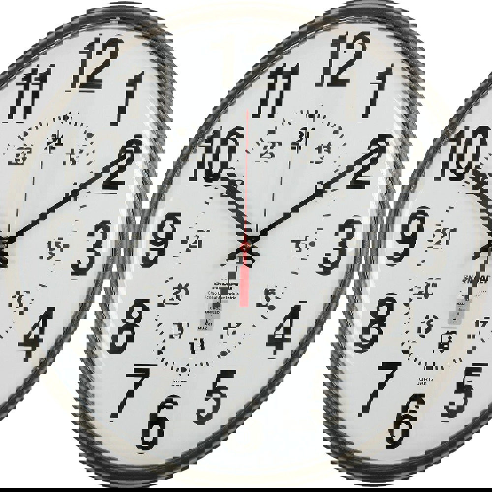 CLOCK, WALL, 12/24 HOUR, ATOMIC, BRONZE, 12 3/4