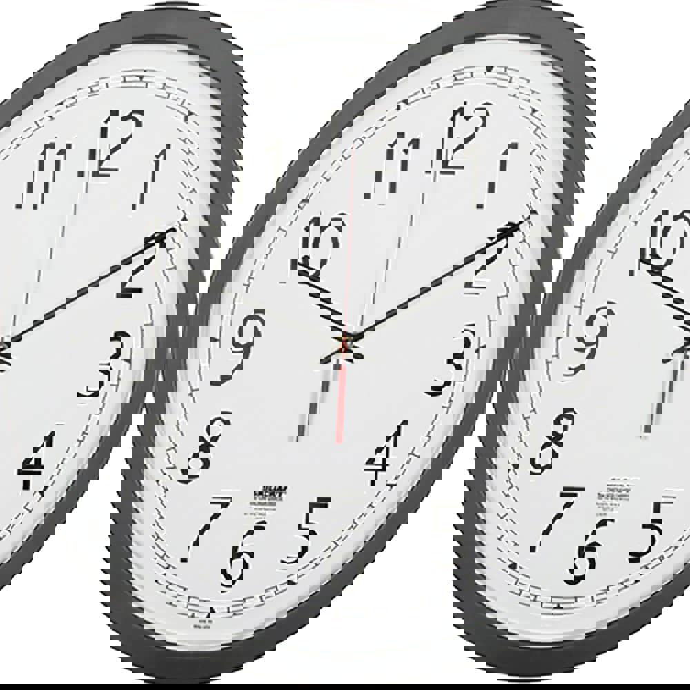 Office Wall Clocks; Clock Type: Dial ; Display Type: Analog ; Power Source: (1) AA Battery ; Face Color: White ; Case Color: Black ; Shape: Round
