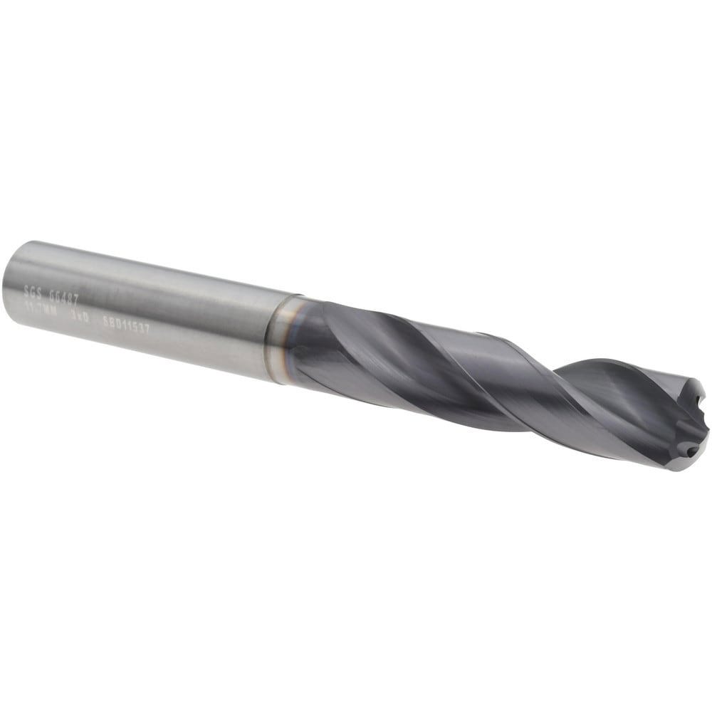 Screw Machine Length Drill Bit: 11.70 mm Dia, 135 deg Point, Solid Carbide