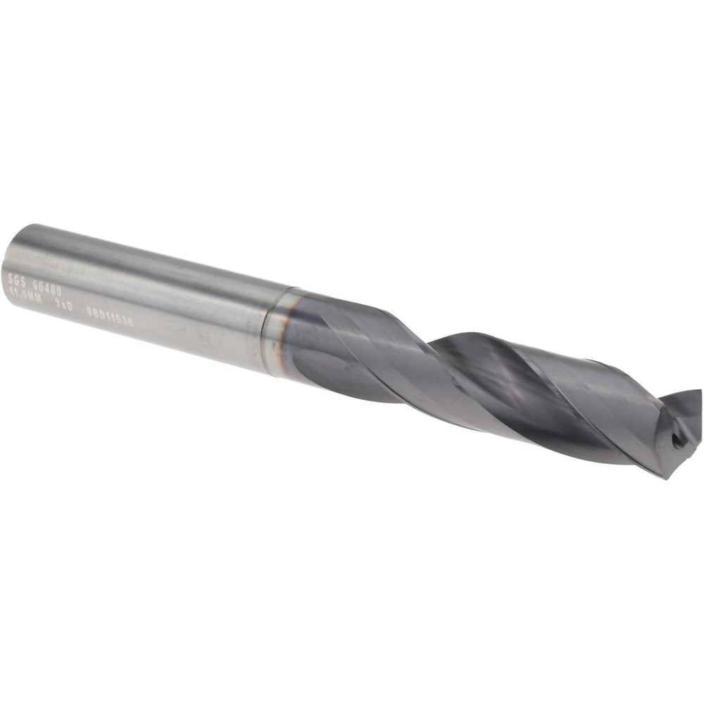 Screw Machine Length Drill Bit: 11.90 mm Dia, 135 deg Point, Solid Carbide