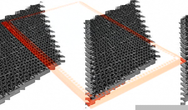 Anti-Fatigue Mat: 5' Long, 3' Wide, 7/8 Thick, Natural Rubber, Beveled Edges, Heavy-Duty