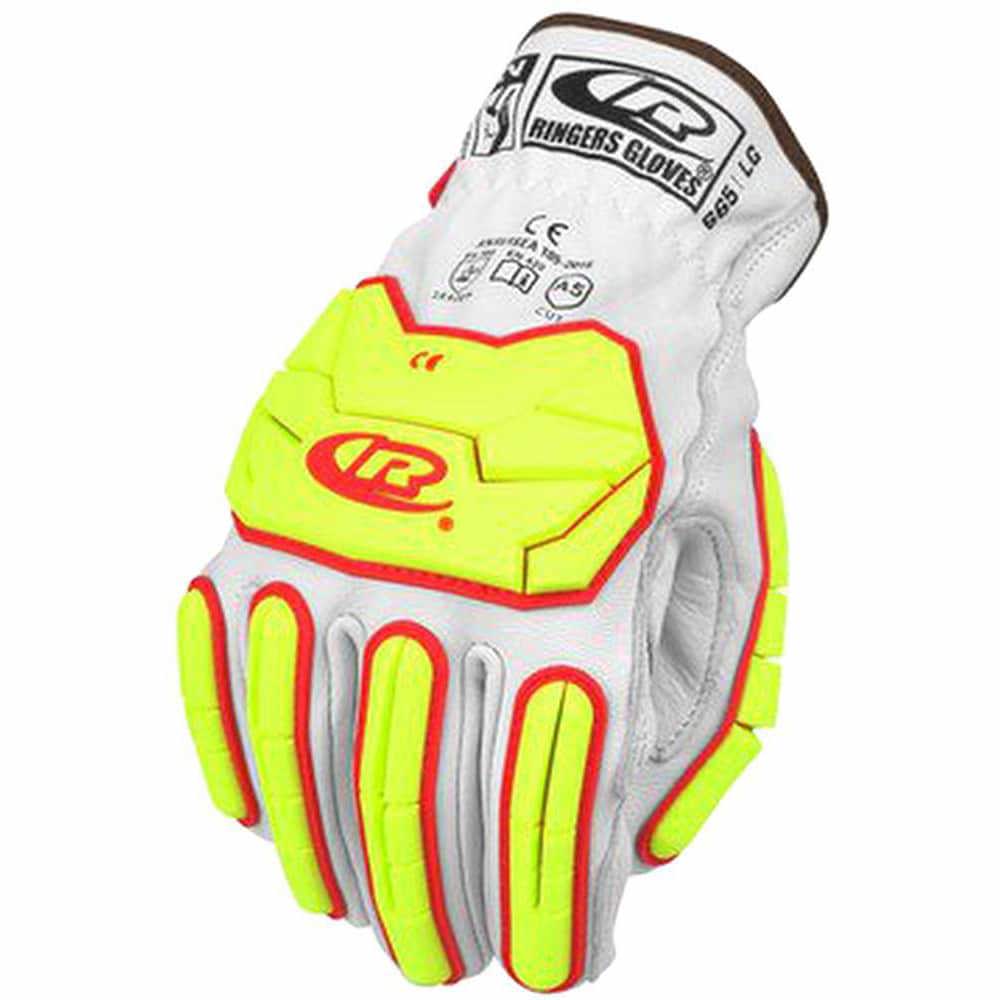 Series R665 Cut, Puncture & Abrasive-Resistant Gloves: Medium, ANSI Cut N/A, Leather
