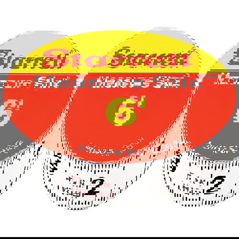 6 Ft. Long x 1/2 Inch Wide, 1/32 and 1/16 Inch Graduation, White, Steel Adhesive Tape Measure