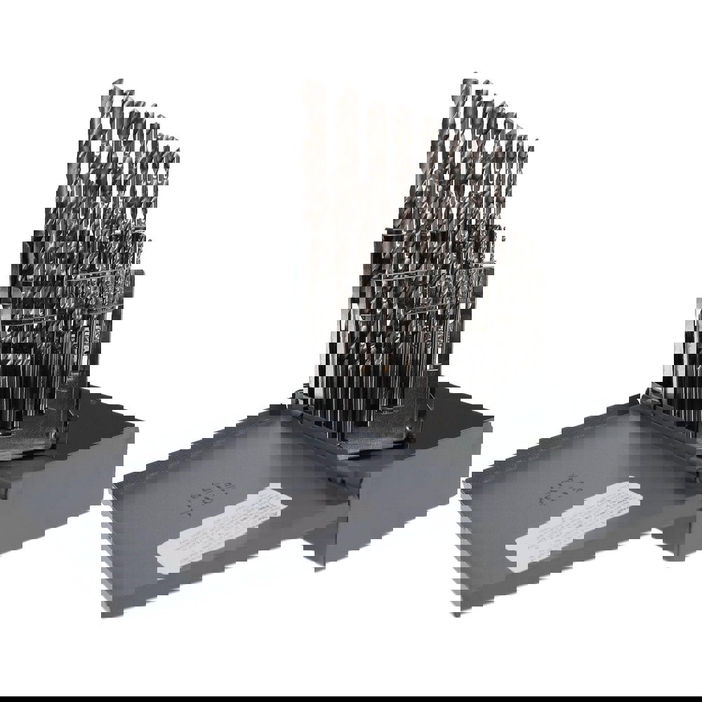 Drill Bit Set: Jobber Length Drill Bits, 21 Pc, 118 &deg;, High Speed Steel
