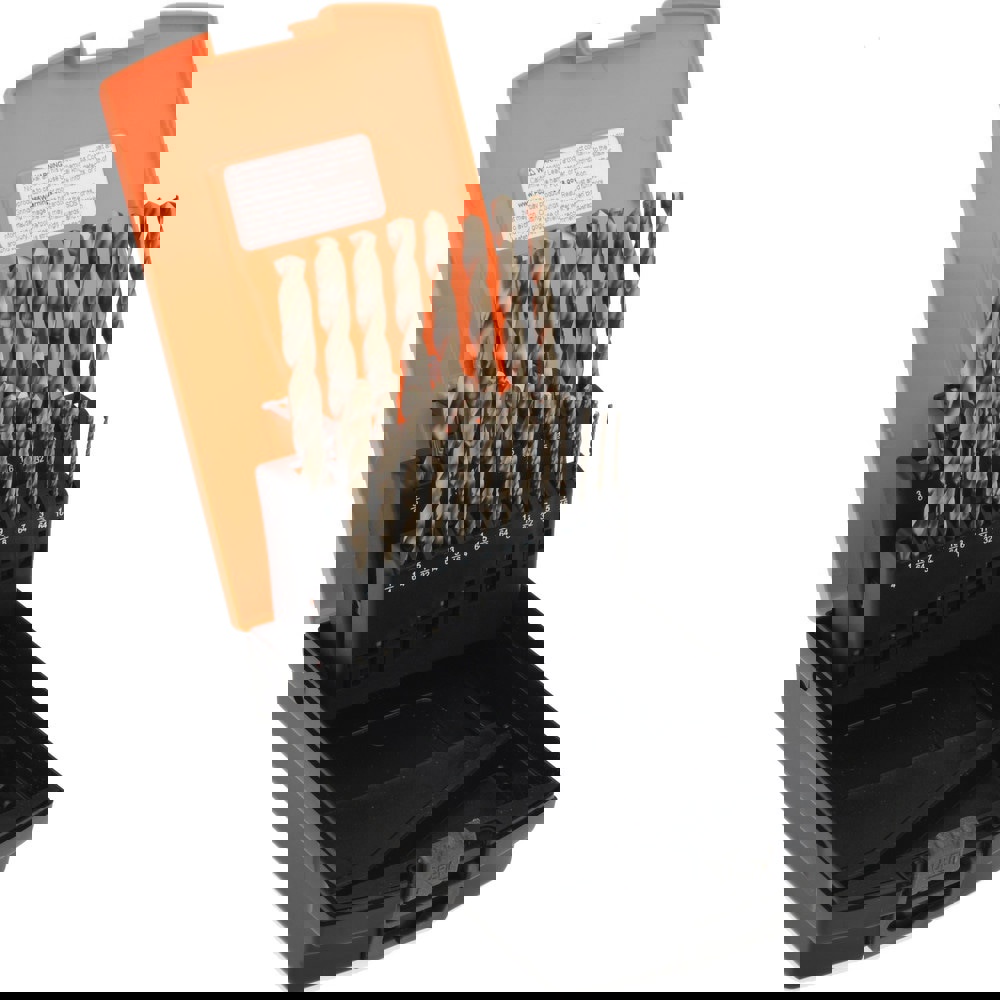 Drill Bit Set: Jobber Length Drill Bits, 21 Pc, 135 &deg;, Cobalt