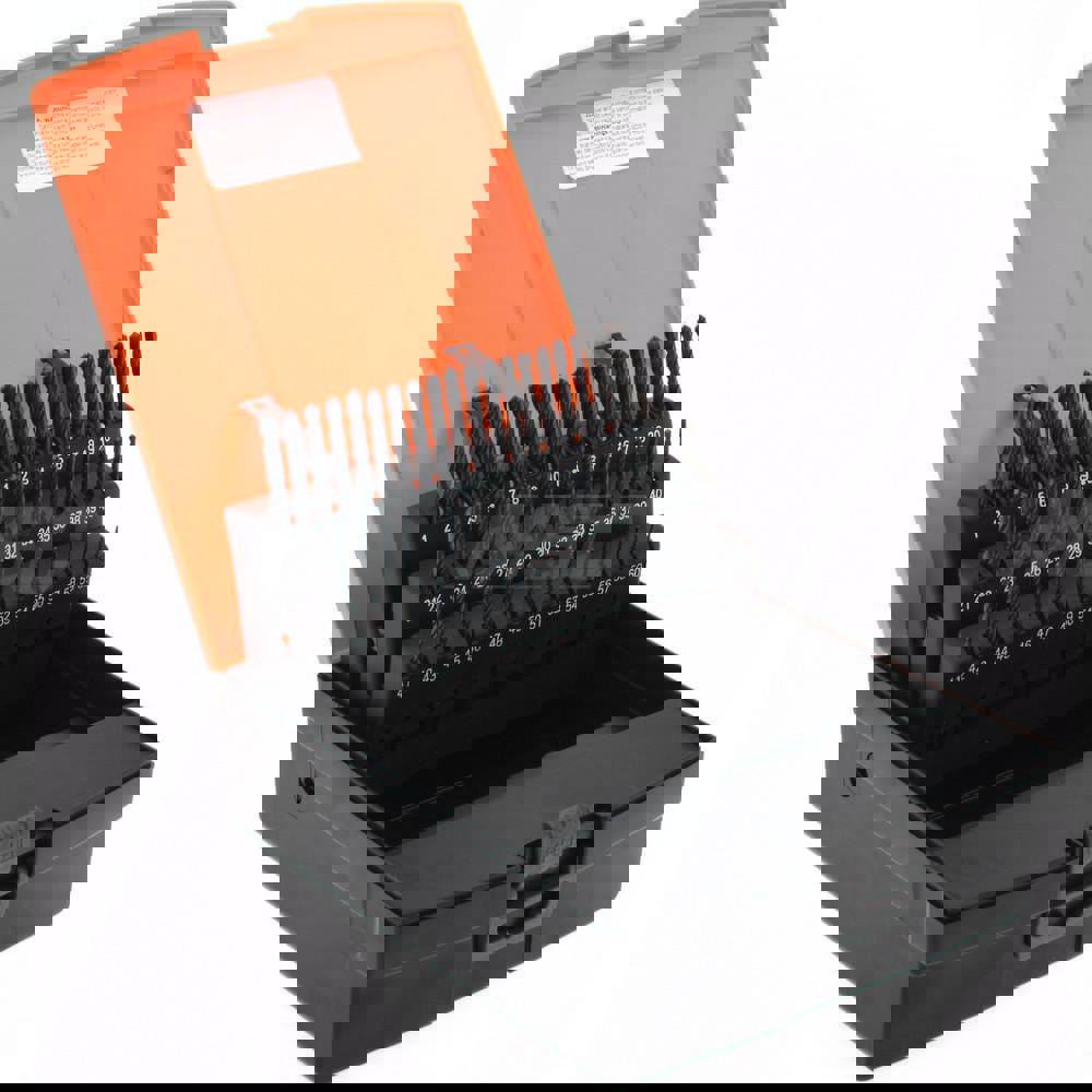 Drill Bit Set: Jobber Length Drill Bits, 60 Pc, 118 &deg;, High Speed Steel