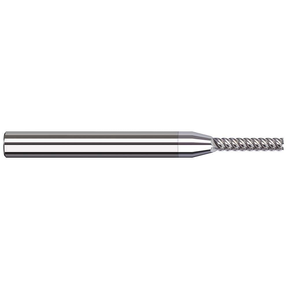 Square End Mill: 1/64'' Dia, 0.1'' LOC, 1/8'' Shank Dia, 2-1/2'' OAL, 4 Flutes, Solid Carbide