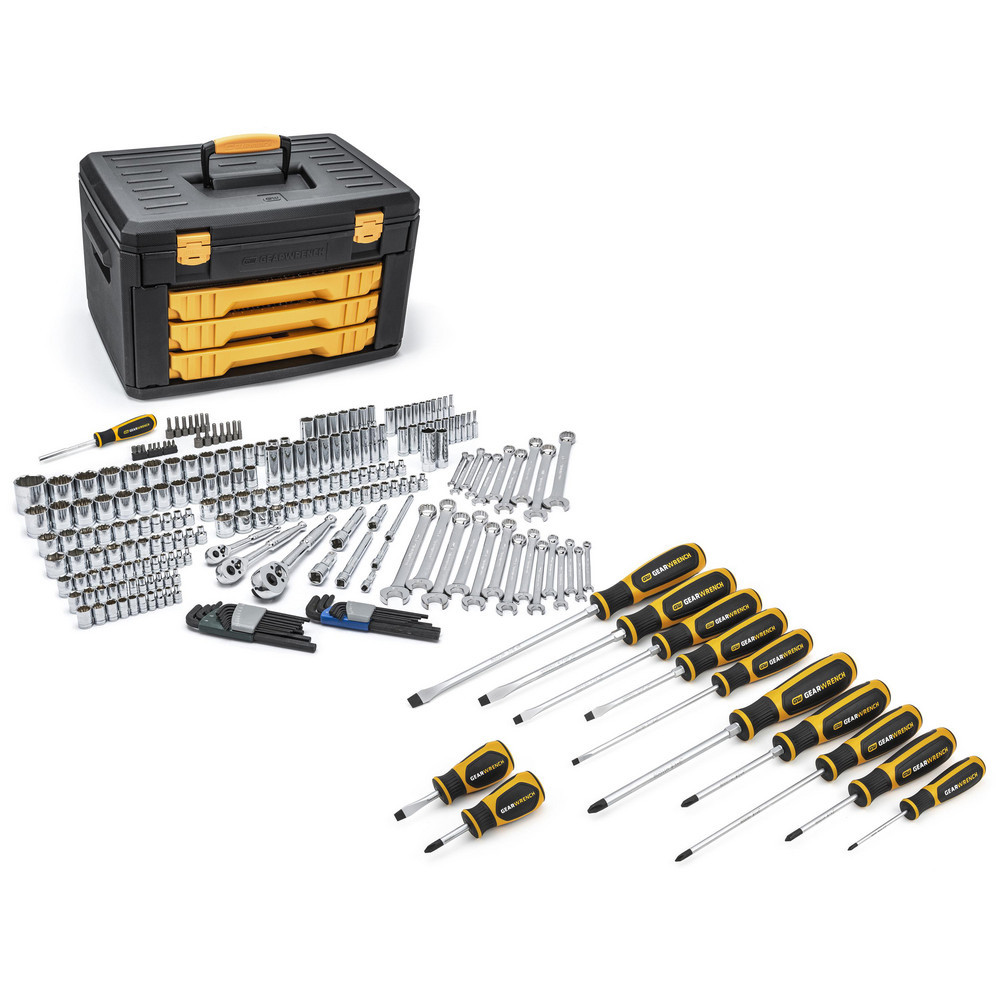 Combination Hand Tool Sets; Set Type: Mechanic's Tool ; Number Of Pieces: 251 ; Measurement Type: Inch; Metric ; Tool Finish: Full Polish Chrome ; Container Type: Drawer Storage Box ; Tether Style: Not Tether Capable