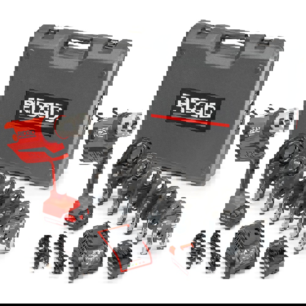 Benders, Crimpers & Pressers; Type: Presser ; Maximum Pipe Capacity (Inch): 4 ; Includes: RP 350 Press Tool; (2) 18V 2.5 Ah Lithium-ion Batteries; 18V Charger; Carrying Case; 1/2 in to 2 in Propress Jaws ; For Use With: Viega Propress & Megapress Fittings