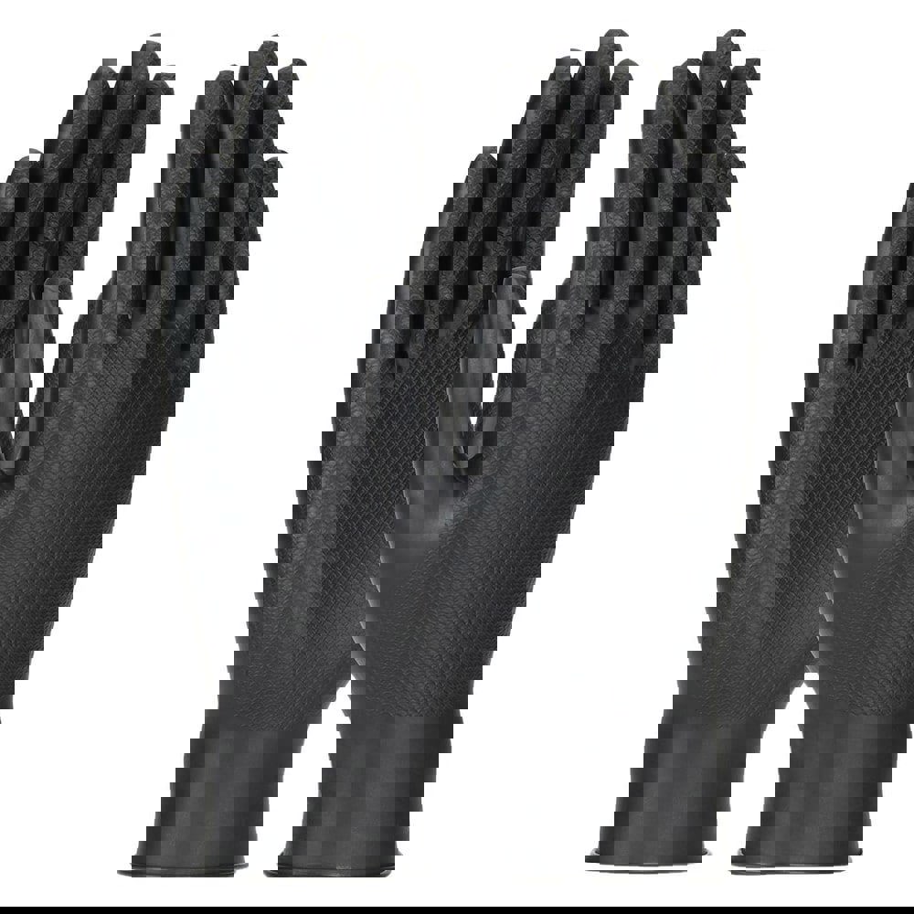 Disposable Gloves: Large, 6 mil Thick, Nitrile, Industrial Grade