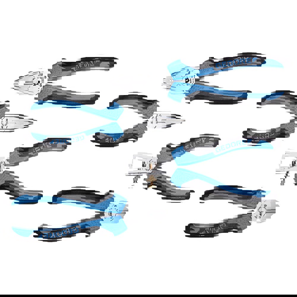 Plier Set: 4 Pc, Stripping, Telephone, Needle-Nose & Side Cutter Pliers