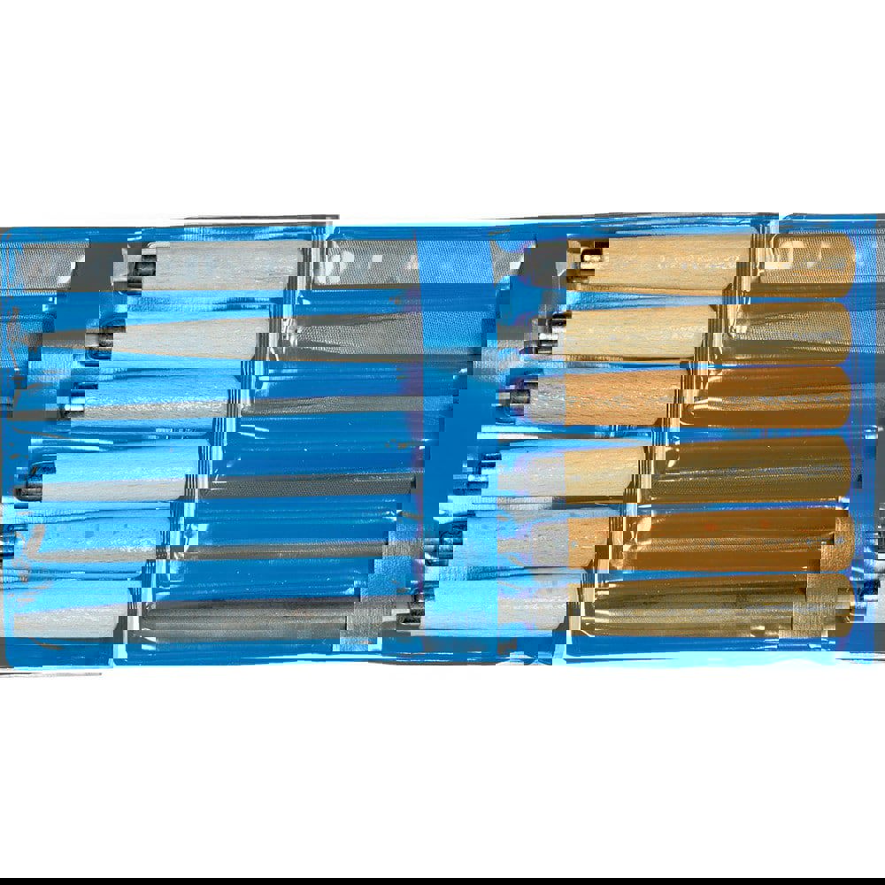 File Sets; File Set Type: Needle; Diamond ; Built-In Handles: Yes ; File Length: 100mm ; File Shape: Flat; Triangular; Square; Half Round; Round ; Handle Style: Round ; File Types Included: Flat Butt; Triangular; Square; Half Round; Round; Hand