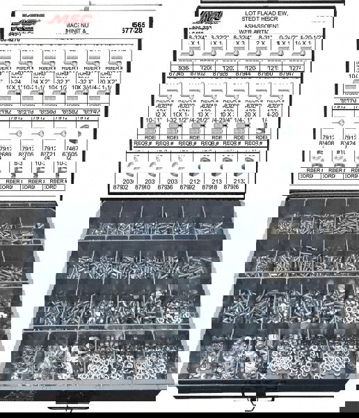 1,800 Piece, #8-32 to 1/4-20, Steel Machine Screw Assortment