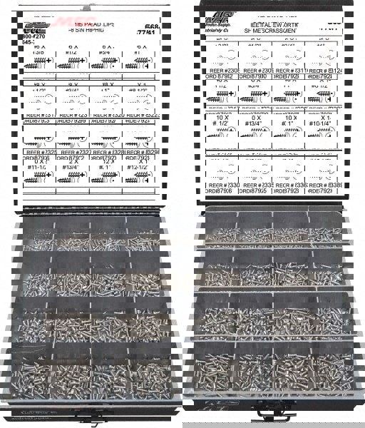 1,300 Piece, #6x3/8 to #12 x 1-1/2, Stainless Steel Sheet Metal Screw Assortment