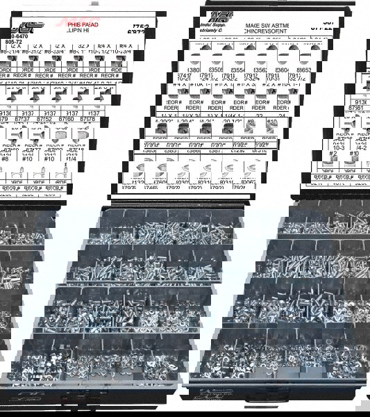 1,975 Piece, #8-32 to 1/4-20, Steel Machine Screw Assortment