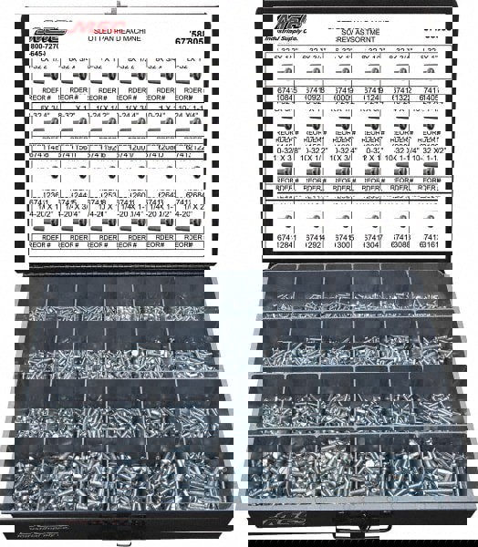 2,100 Piece, #6-32 to 1/4-20, Steel Machine Screw Assortment