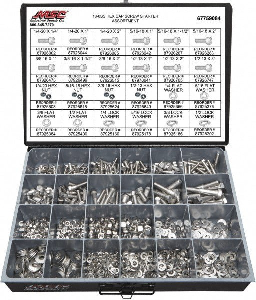 1,350 Piece Stainless Steel Hex Head Cap Screws