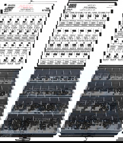 555 Piece, #6-32 to 1/2-13, Alloy Steel Set Screw Assortment