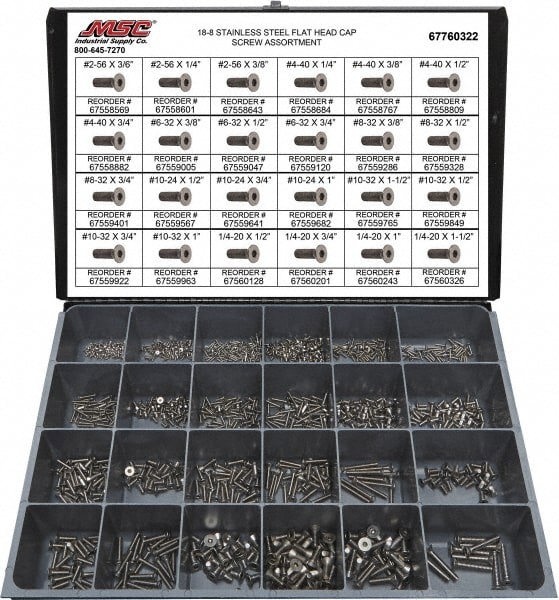 1,095 Piece Stainless Steel Flat Head Cap Screws