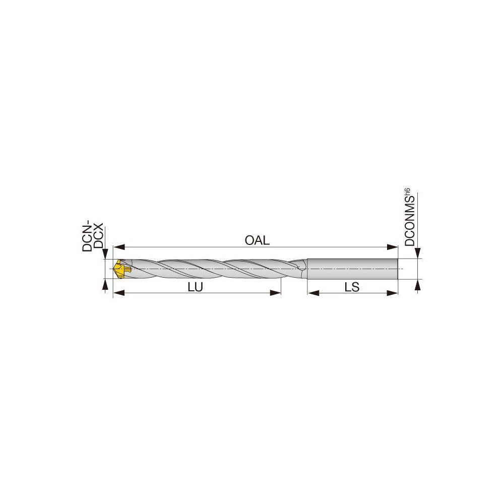 Replaceable-Tip Drill: 19 to 19.9 mm Dia, 170 mm Max Depth, 20 mm Straight-Cylindrical Shank