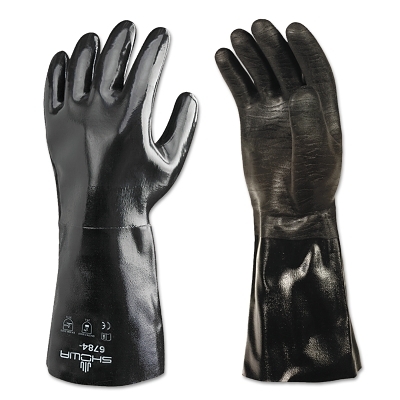 Chemical Resistant Gloves: Large, 26 mil Thick, Neoprene-Coated, Neoprene, Supported