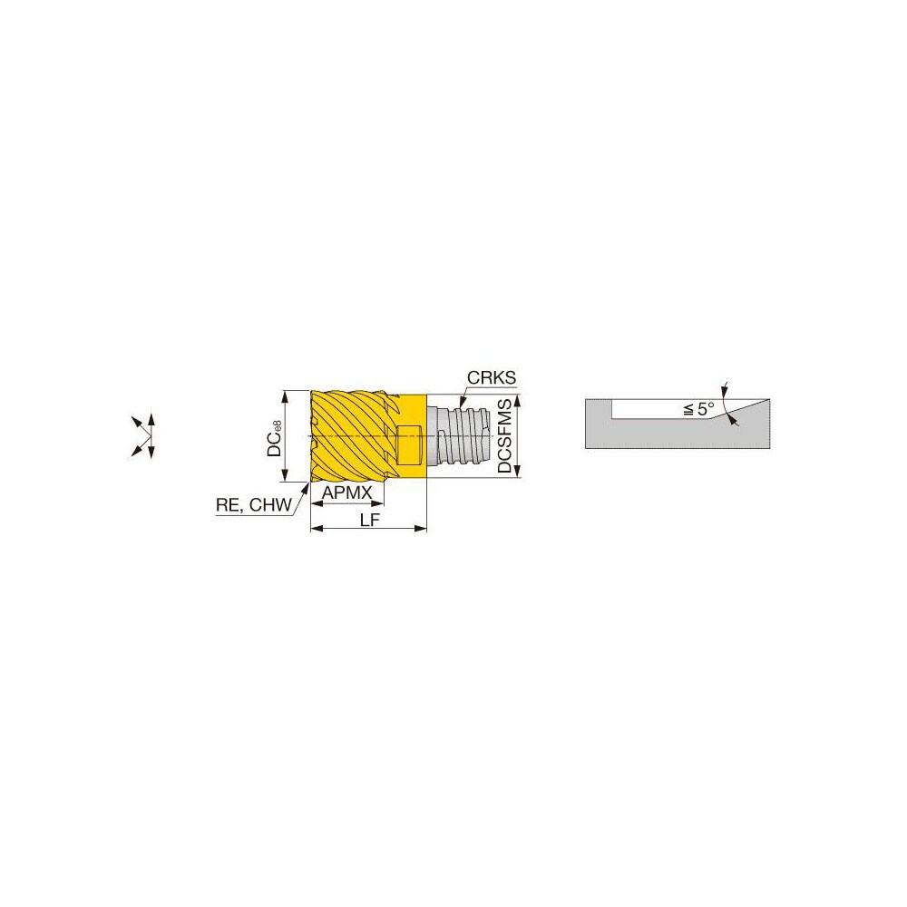 Corner Radius End Mill Head: 8 Flutes