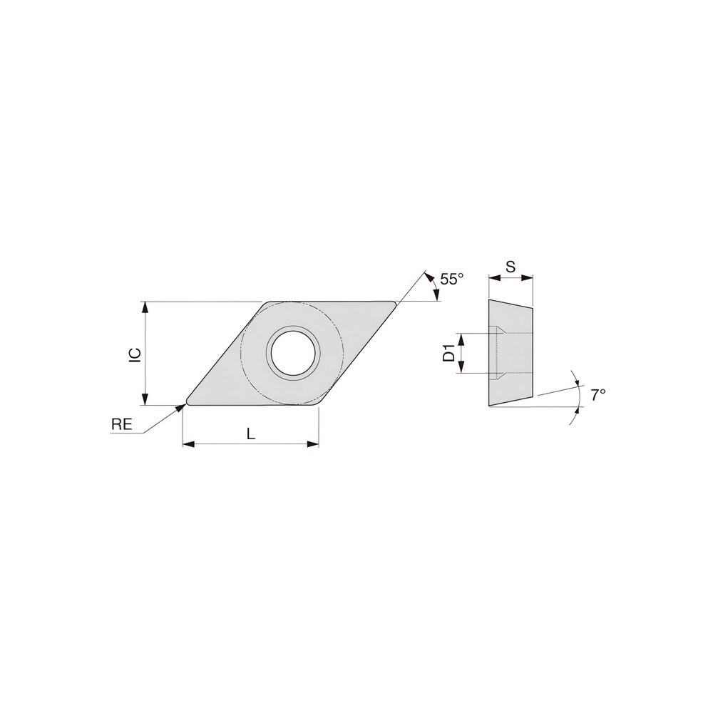 Turning Inserts; Relief Angle: 70 ; Insert Style: DCMT ; Corner Radius (Inch): 1/64 ; Corner Radius (Decimal Inch): 0.0157 ; Included Angle: 55degree ; Manufacturer Grade: T505