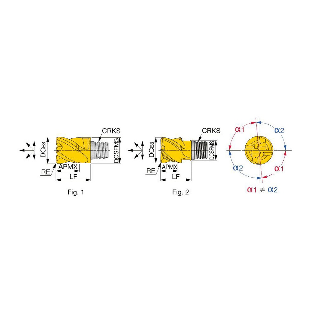 Corner Radius End Mill Head: 4 Flutes