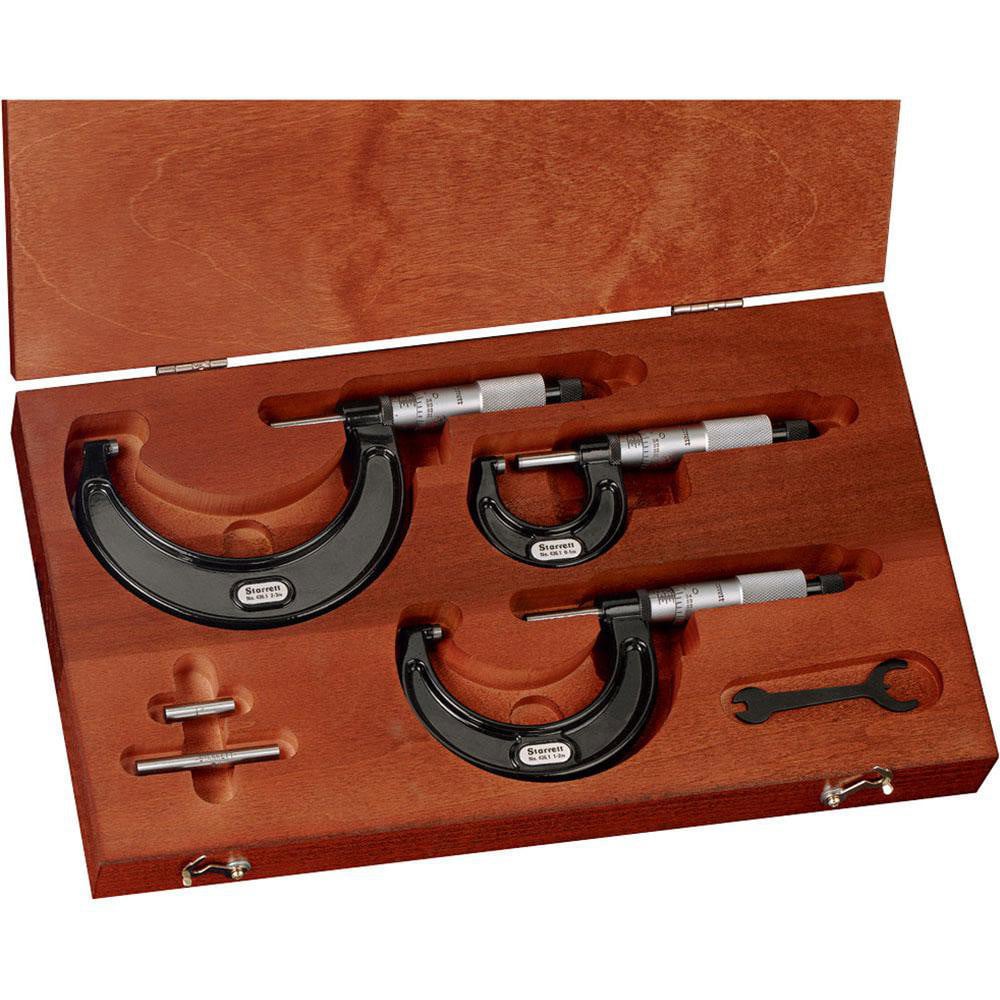 Mechanical Outside Micrometer Set: 3 Pc, 0 to 3