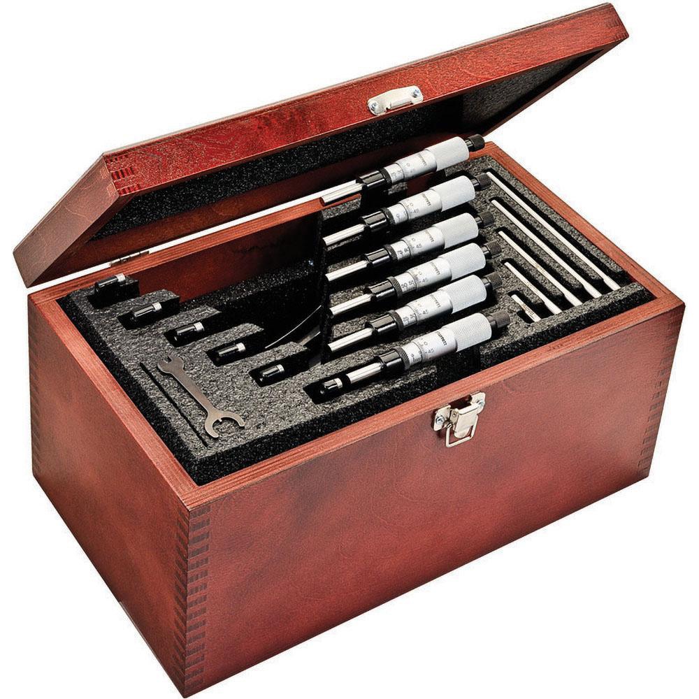 Mechanical Outside Micrometer Set: 6 Pc, 0.01 mm Graduation