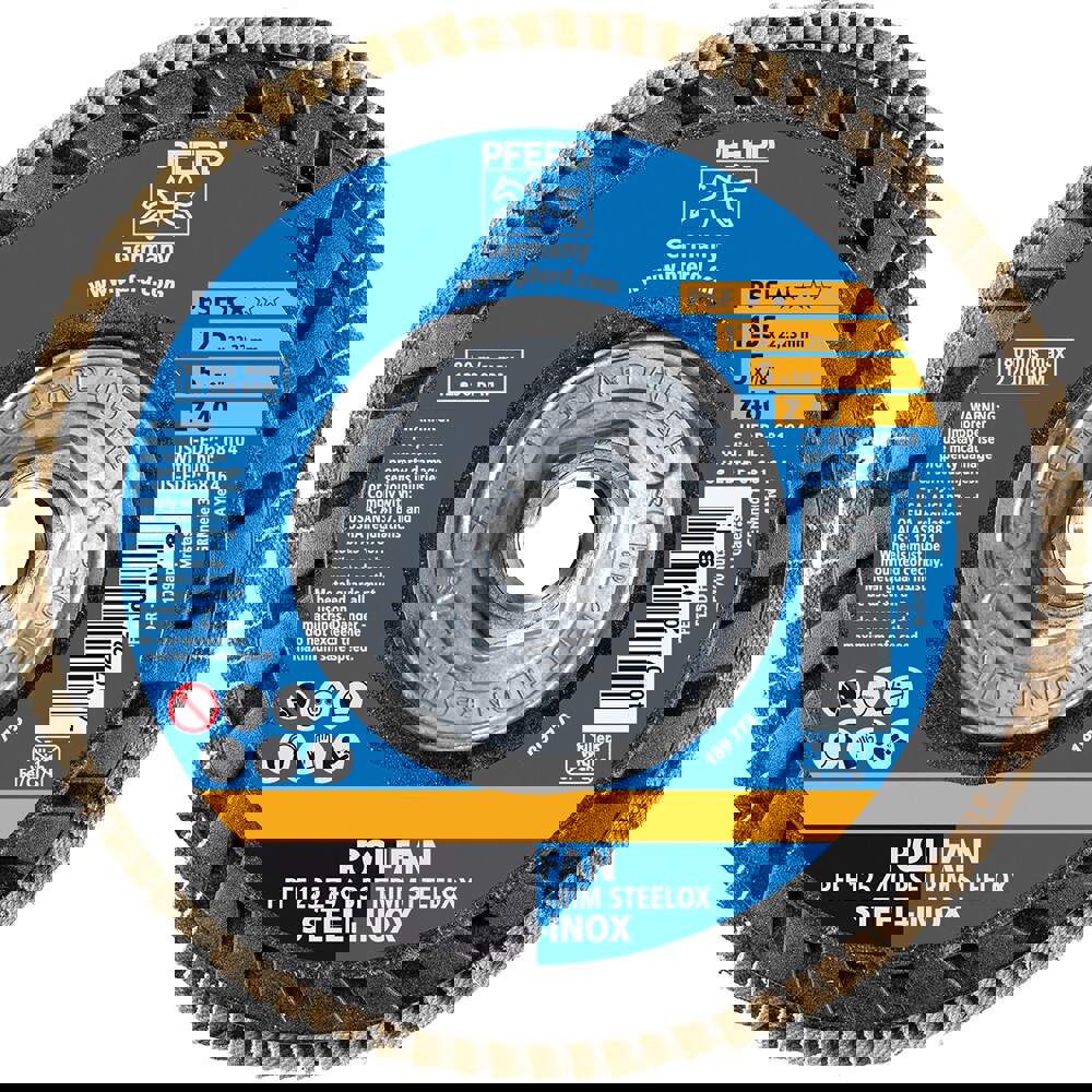 Flap Disc: 5/8-11 Hole, 40 Grit, Zirconia Alumina, Type 27