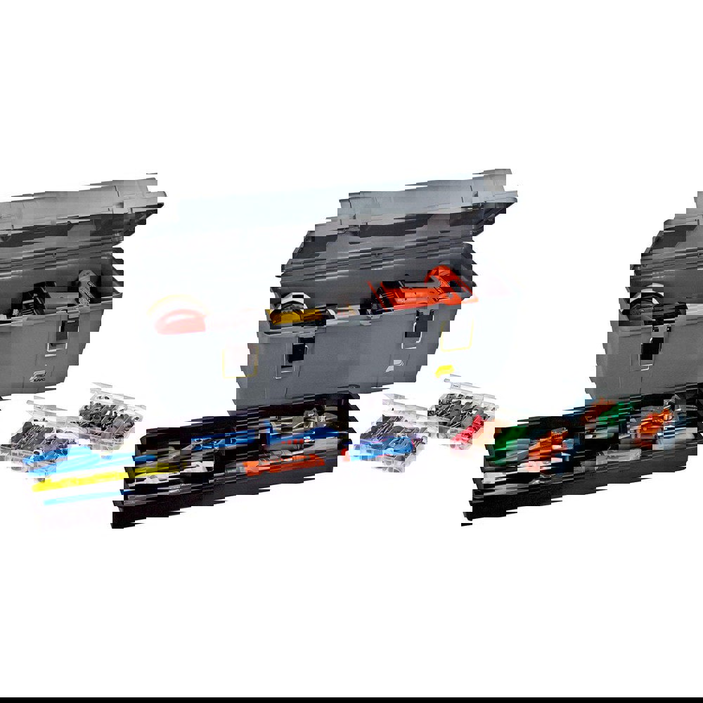 Tool Boxes, Cases & Chests; Color: Gray ; Material: Plastic ; Overall Height: 10in ; Overall Depth: 11in ; Overall Width: 26