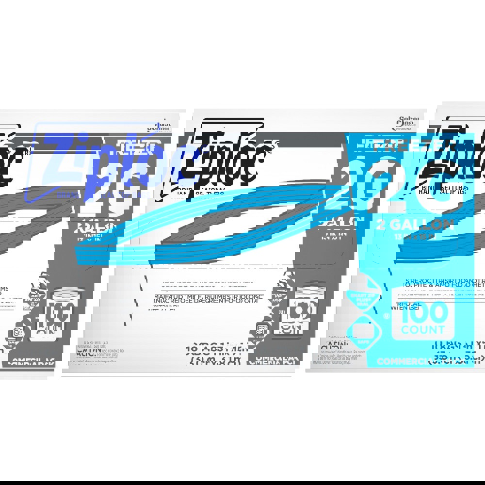 Freezer Bag: 2 gal, Clear, Plastic